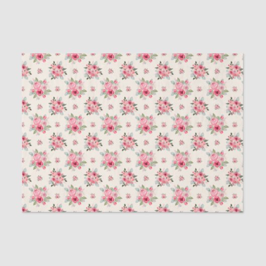 Elegant Blush Pink and White Rose Floral Pattern Tissuepapier (Voorkant)
