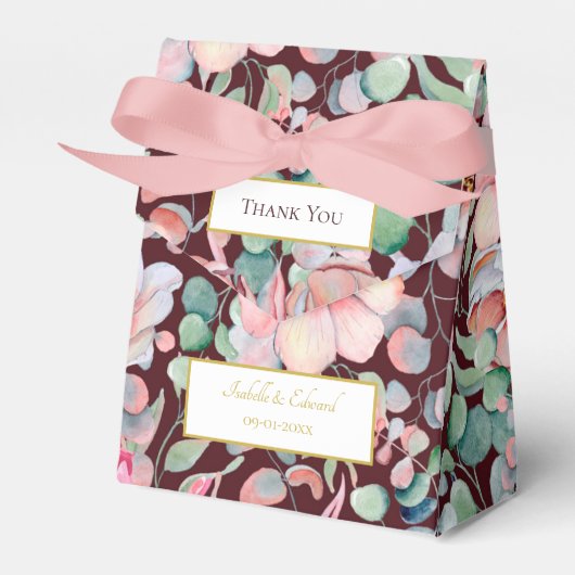 Elegant Blush Pink Anemone Floral Geometrische Lij Bedankdoosjes (Voorkant Zijde)