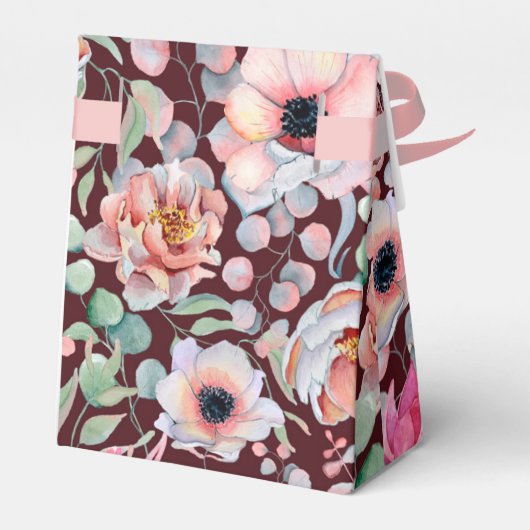 Elegant Blush Pink Anemone Floral Geometrische Lij Bedankdoosjes (Achterkant)