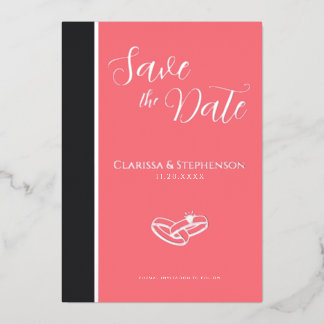 Elegant Blush Pink Anthracite Save The Date Folie Uitnodiging