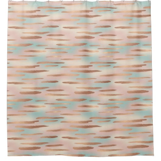 Elegant Blush Pink, Aqua & Gold Seamless Pattern Douchegordijn (Voorkant)