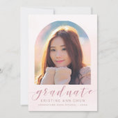 Elegant Blush Pink Arch 2025 Foto Afstuderen Aankondiging (Voorkant)