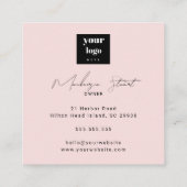 Elegant Blush Pink Black Script 3 Photo Makeup Vierkante Visitekaartje (Achterkant)