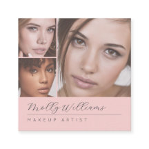 Elegant Blush Pink Black Script 3 Photo Makeup