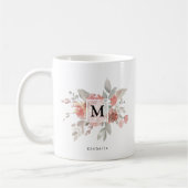 Elegant Blush Pink Bloemmonogram Koffiemok (Links)