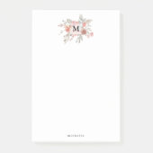 Elegant Blush Pink Bloemmonogram Post-it® Notes (Voorkant)
