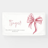 Elegant Blush Pink Bow Baby shower Spandoek (Horizontaal)