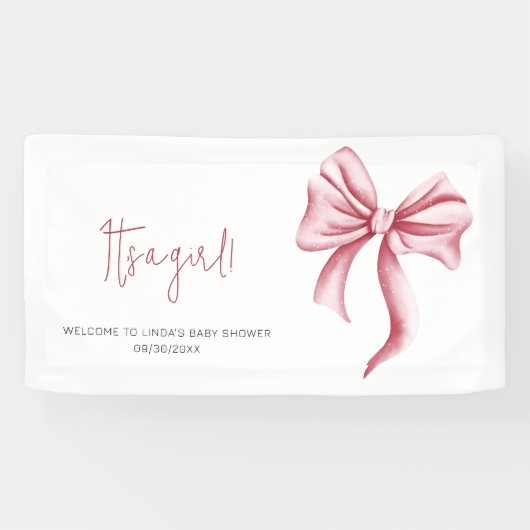 Elegant Blush Pink Bow Baby shower Spandoek (Horizontaal)