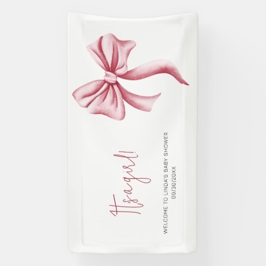 Elegant Blush Pink Bow Baby shower Spandoek (Verticaal)