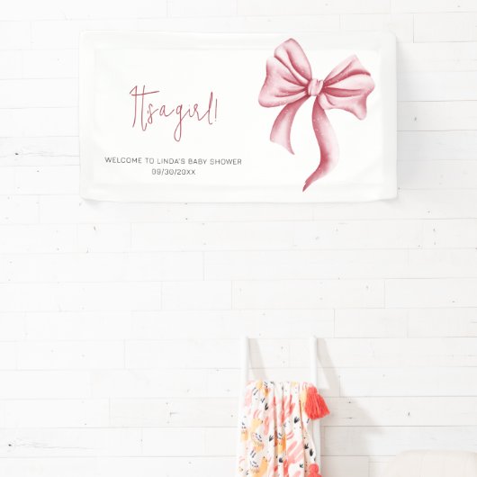 Elegant Blush Pink Bow Baby shower Spandoek (Insitu)