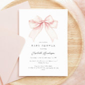 Elegant Blush Pink Bow Baby shower Uitnodiging