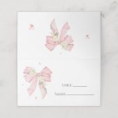 Elegant Blush Pink Bow Floral  Place Card (Buitenkant ongevouwen)