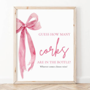 Elegant Blush Pink Bow raden hoeveel kurken spel Poster
