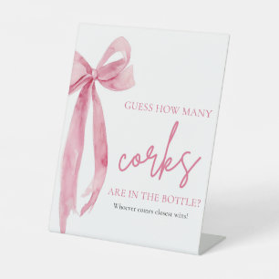 Elegant Blush Pink Bow raden hoeveel kurken spel Reclamebord Met Voetstuk