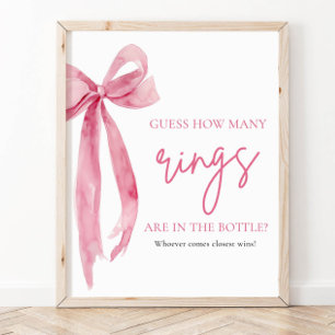 Elegant Blush Pink Bow raden hoeveel ringen spel Poster