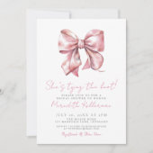 Elegant Blush Pink Bow Vrijgezellenfeest Kaart (Voorkant)