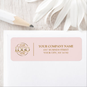 Elegant Blush Pink Business Logo Retouradres Etiket
