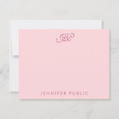 Elegant Blush Pink Calligraded Script Monogram Notitiekaartje (Achterkant)