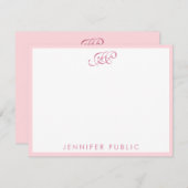 Elegant Blush Pink Calligraded Script Monogram Notitiekaartje (Voorkant / Achterkant)