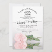 Elegant Blush Pink die het Roos virtuele bruiloft Kaart (Voorkant)