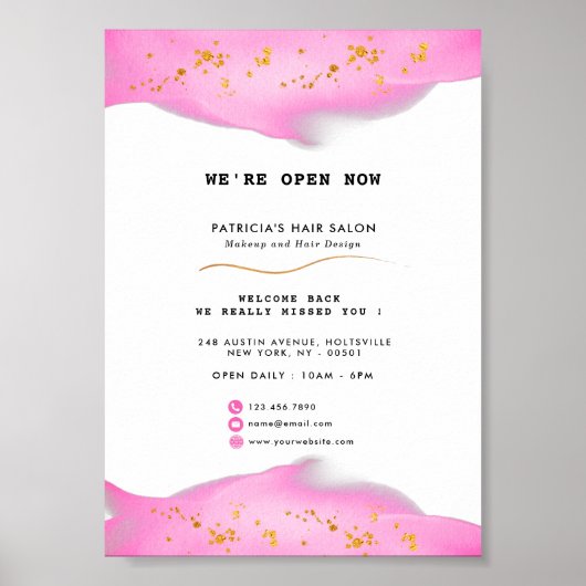 Elegant Blush Pink en Gold Glitter Poster (Voorkant)