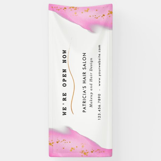 Elegant Blush Pink en Gold Glitter Spandoek (Verticaal)