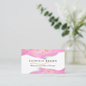 Elegant Blush Pink en Gold Glitter Visitekaartje (Staand voorkant)