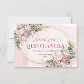 Elegant Blush Pink Eucalyptus Boho Quince Thanks Bedankkaart (Voorkant)