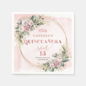 Elegant Blush Pink Eucalyptus Quince Napkins Servet (Voorkant)