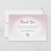 Elegant Blush Pink Feminine Simple Bat Mitzvah Bedankkaart (Voorkant)