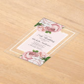Elegant Blush Pink Floral 75th Birthday Acryl Uitnodigingen (Laagn)