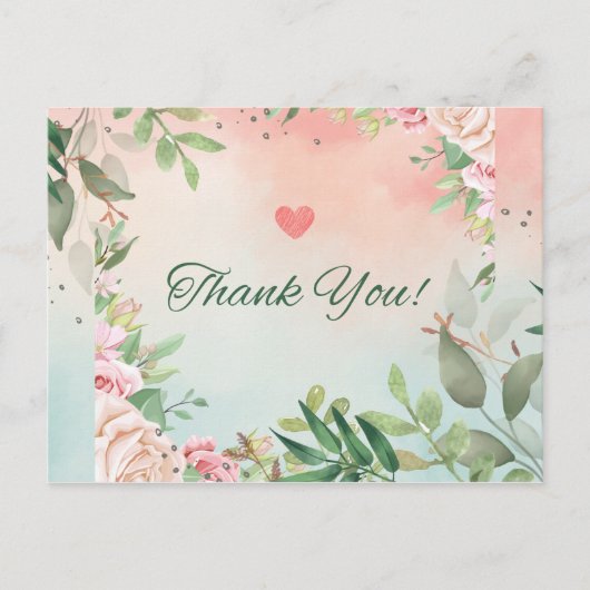 Elegant Blush Pink Floral Bridal bedankt je credit Briefkaart (Voorkant)