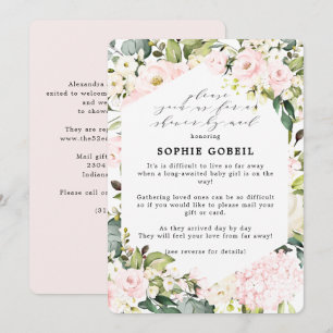 Elegant Blush Pink Floral by Mail Baby shower Kaart