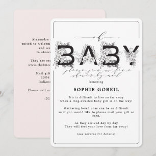 Elegant Blush Pink Floral by Mail Baby shower Kaart