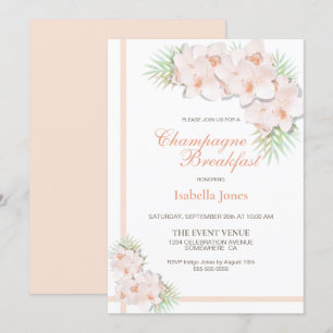 Elegant Blush Pink Floral Champagne Breakfast Kaart