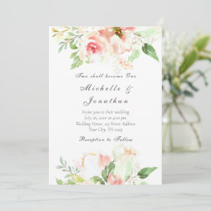 Elegant Blush Pink Floral Christelijk bruiloft Kaart