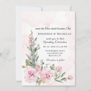 Elegant Blush Pink Floral Christelijk bruiloft Kaart