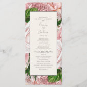 Elegant Blush Pink Floral Cream Wedding Programme Programma (Voorkant)