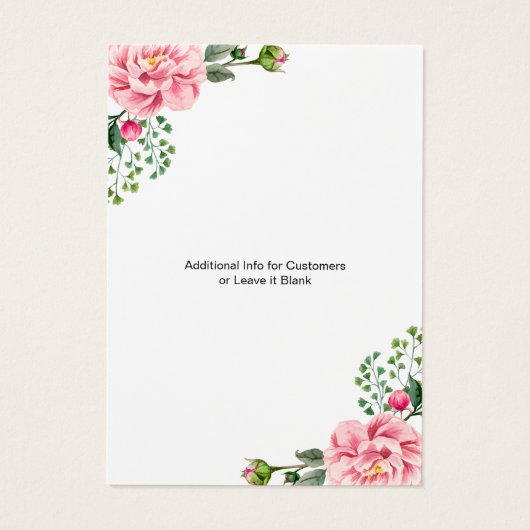 Elegant Blush Pink Floral Earing Display Cards Visitekaartje (Achterkant)