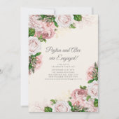 Elegant Blush Pink Floral Engagement Party Kaart (Voorkant)