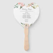 Elegant Blush Pink Floral Garden Wedding Programme Handwaaier (Achterkant)
