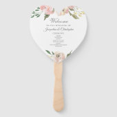 Elegant Blush Pink Floral Garden Wedding Programme Handwaaier (Voorkant)