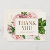 Elegant Blush Pink Floral Hartelijk dank Briefkaart (Voorkant / Achterkant)