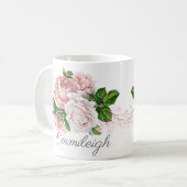 Elegant Blush Pink  Floral Koffiemok (Voorkant links)