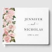 Elegant Blush Pink Floral Peonies Wedding Gastenboek (Voorkant)