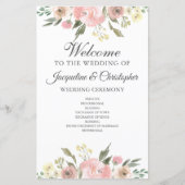 Elegant Blush Pink Floral Spring Wedding Programme (Voorkant)