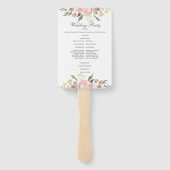 Elegant Blush Pink Floral Spring Wedding Programme Handwaaier (Achterkant)