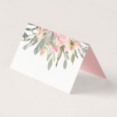 Elegant Blush Pink Floral Waterverf Place Card Kaart (Achterkant)
