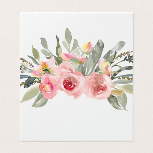 Elegant Blush Pink Floral Waterverf Place Card Kaart (Buitenkant ongevouwen)