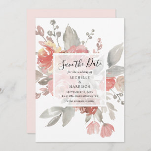 Elegant Blush Pink Floral Waterverf Wedding Save The Date